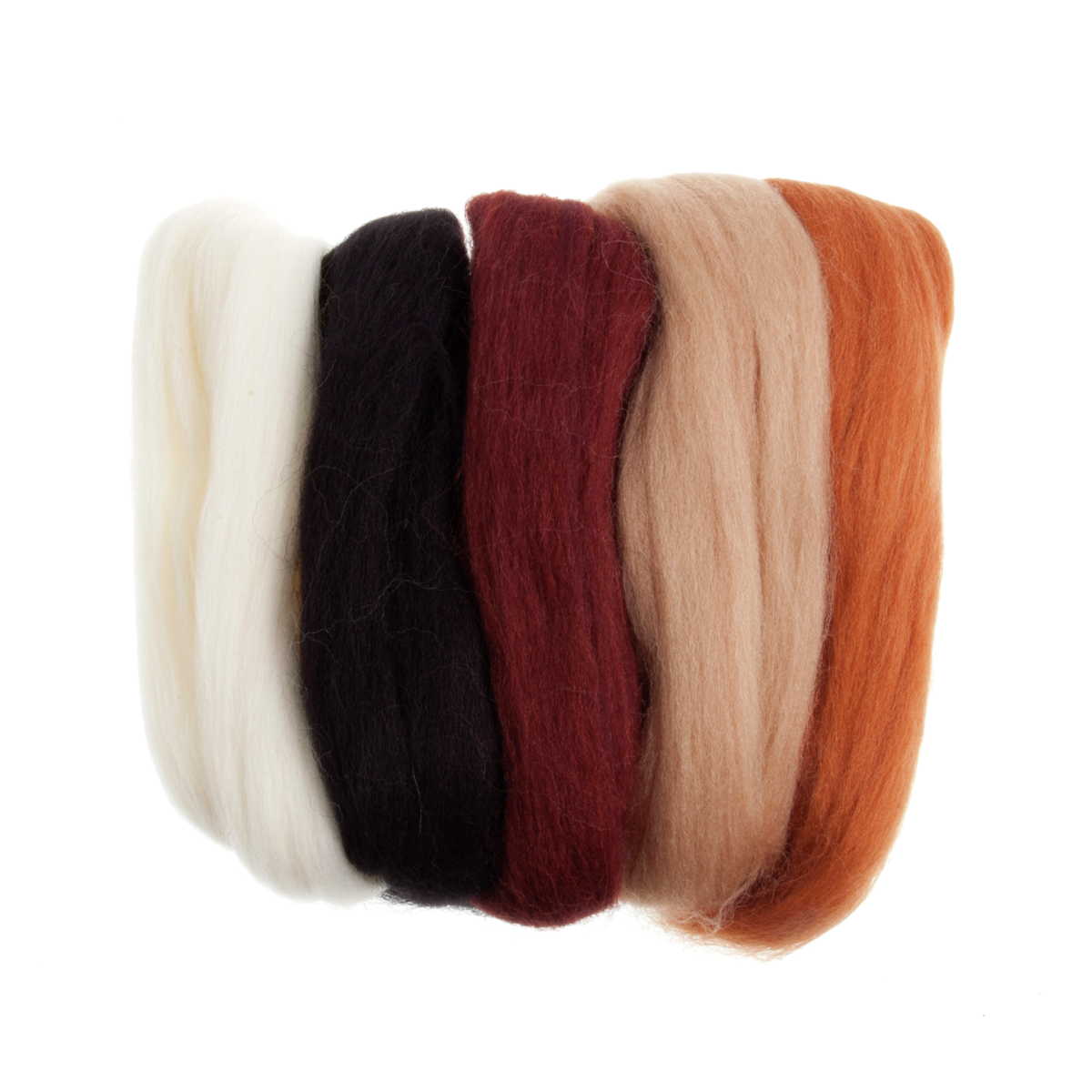 Natural Wool Roving 50g – Assorted Browns – Deany Fabrics